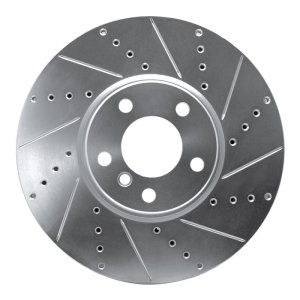 BMW 535i GT Brake Rotor (1) - Front Left - R1 Concepts - Drilled & Slotted - Silver - `10-`18